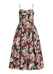 Adam Lippes - Floral Duchess Satin Bustier Midi Dress - Floral - US 0 - Moda Operandi