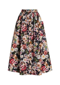 Adam Lippes - Floral Duchess Satin Midi Skirt - Floral - US 6 - Moda Operandi