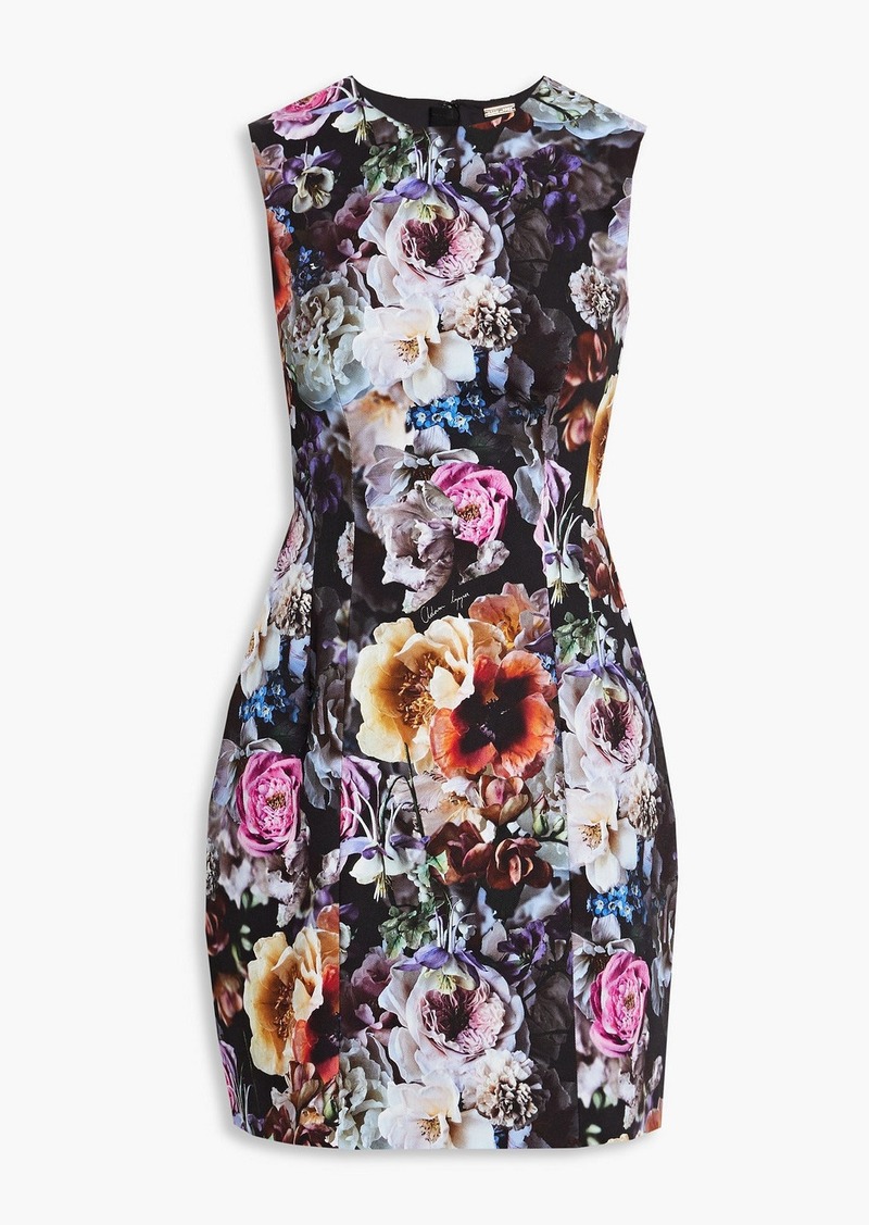 Adam Lippes - Floral-print cotton-twill mini dress - Black - US 12