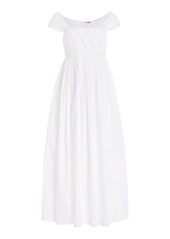 Adam Lippes - Josephine Ruched Cotton Poplin Midi Dress - White - US 8 - Moda Operandi