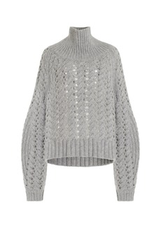 Adam Lippes - Open Knit Cashmere Turtleneck Sweater - Grey - US 8 - Moda Operandi