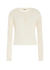 Adam Lippes - Parker Ribbed-Knit Cashmere-Silk Henley Top - Ivory - L - Moda Operandi