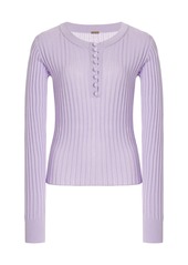 Adam Lippes - Parker Ribbed-Knit Cashmere-Silk Henley Top - Ivory - L - Moda Operandi