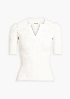 Adam Lippes - Pointelle-knit polo sweater - White - XXL