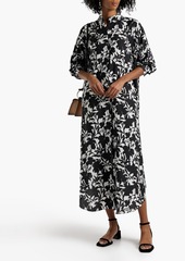 Adam Lippes - Printed cotton and silk-blend midi dress - Black - M/L