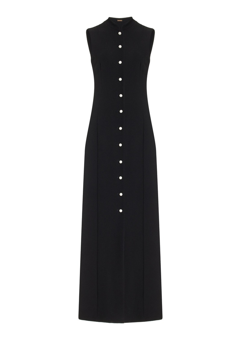 Adam Lippes - Rory Button-Detailed Wool Crepe Maxi Dress - Black - US 10 - Moda Operandi