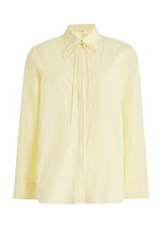 Adam Lippes - Tie-Neck Striped Cotton Shirt - Stripe - US 2 - Moda Operandi