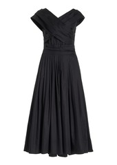 Adam Lippes - Wrapped Cotton Poplin Midi Dress - Black - US 4 - Moda Operandi