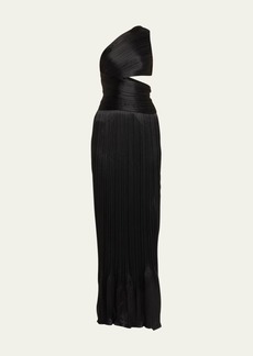 Adam Lippes Delphos Pintuck One-Shoulder Cutout Dress