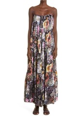 Adam Lippes Floral Print Voile Maxi Dress in Black Floral at Nordstrom