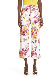 Adam Lippes High Waist Floral Print Crop Pants in Ivory Floral at Nordstrom