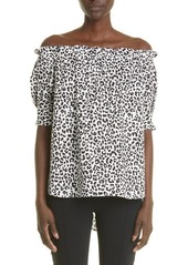 Adam Lippes Off the Shoulder High-Low Stretch Cotton Poplin Blouse