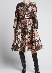 Adam Lippes Quilted Floral Jacquard Cropped Jacket