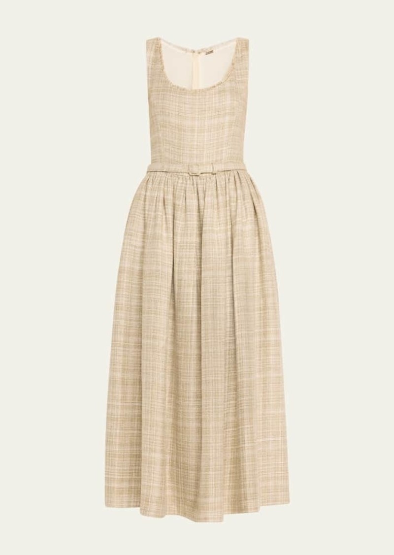 Adam Lippes Raw Edge Belted Midi Linen Dress