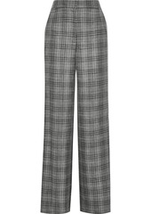 Adam Lippes Woman Checked Wool Silk And Linen-blend Wide-leg Pants Anthracite