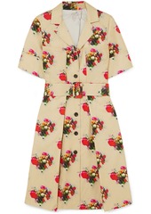 Adam Lippes - Floral-print belted cotton-twill dress - Neutral - US 12