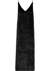 Adam Lippes Woman Metallic Striped Velvet Midi Slip Dress Black