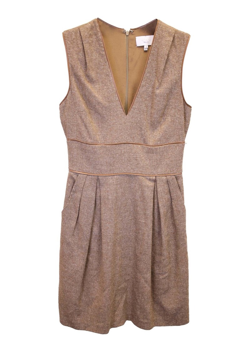 Adam Lippes Adam Lippies V-Neck Sleeveless Dress in Beige Wool