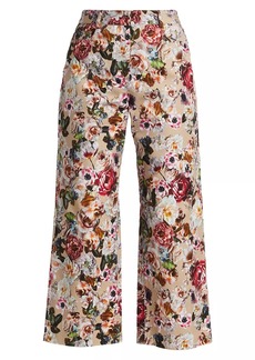 Adam Lippes Alessia Floral Cropped Wide-Leg Pants