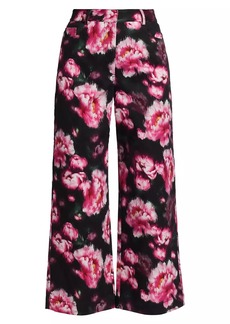 Adam Lippes Alessia High-Rise Floral Wide Crop Jeans