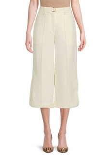 Adam Lippes Belted Cropped Wool & Silk Culottes