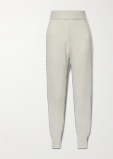 Adam Lippes Cable-knit Brushed Cashmere And Silk-blend Track Pants
