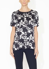 Adam Lippes Crew Neck T-Shirt In Printed Charmeuse