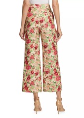 Adam Lippes Cropped Floral Side Zip Pants