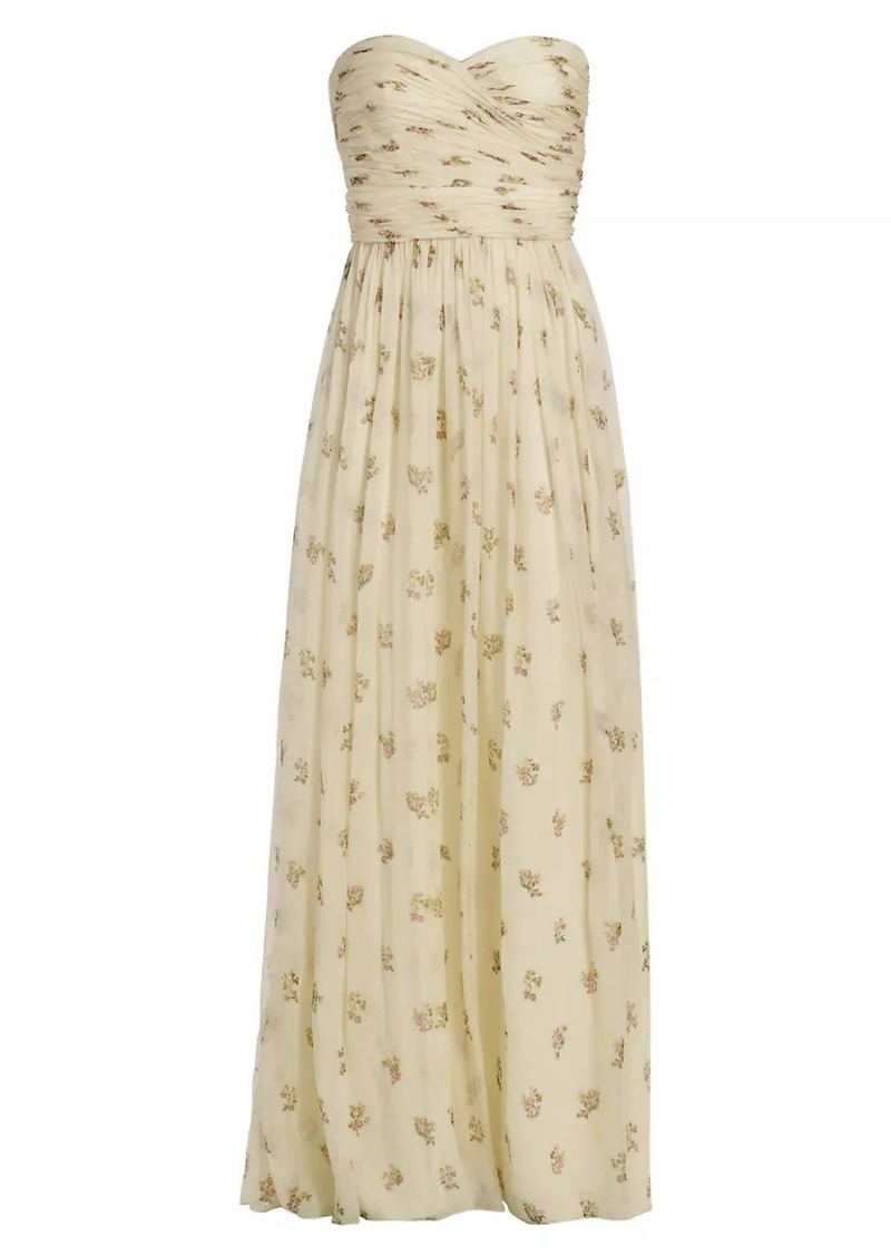 Adam Lippes Estelle Strapless Floral Silk Gown