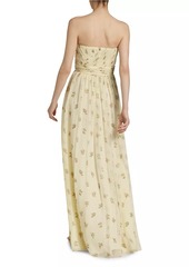 Adam Lippes Estelle Strapless Floral Silk Gown