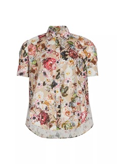 Adam Lippes Floral Cotton Voile Trapeze Shirt