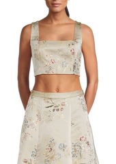 Adam Lippes Floral Embroidered Silk Blend Crop Top