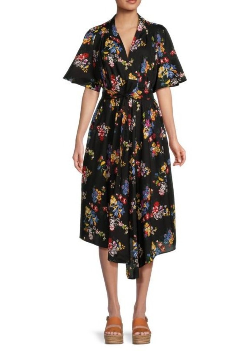 Adam Lippes Floral Midaxi Wrap Dress