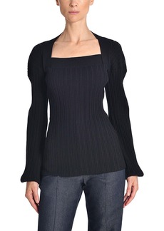Adam Lippes Long Sleeve Knit Top In Viscose Crepe