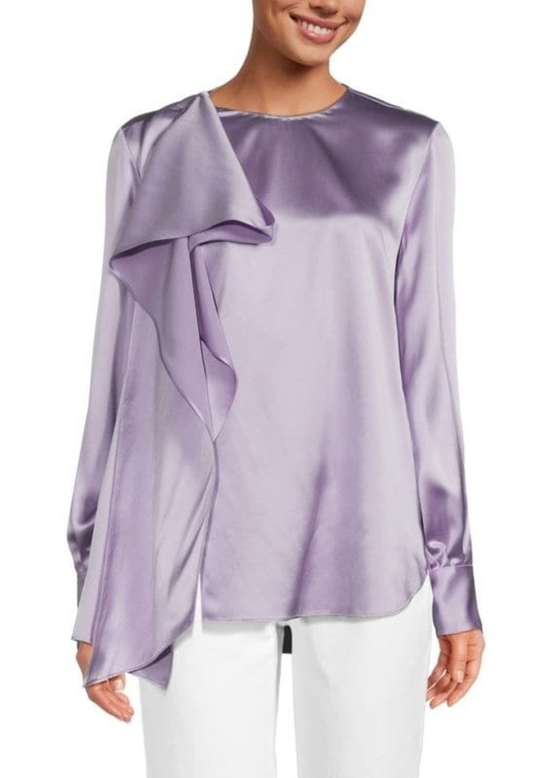 Adam Lippes Silk Charmeuse Ruffle Blouse