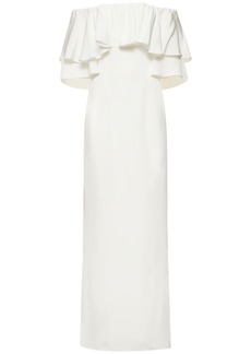 Adam Lippes Silk Crepe Ruffled Off-shoulder Gown