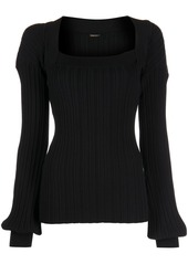 Adam Lippes square-neck long-sleeved knitted top