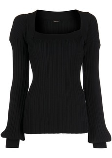 Adam Lippes square-neck long-sleeved knitted top