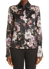 Women's Adam Lippes Floral High/low Silk Blouse