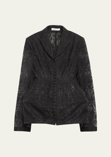 ADEAM Floral Semi-Sheer Corset Jacket