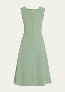 ADEAM Giselle Midi Dress with Lace-Up Detail