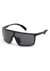 adidas 135mm Shield Sports Sunglasses in Shiny Black/Smoke at Nordstrom