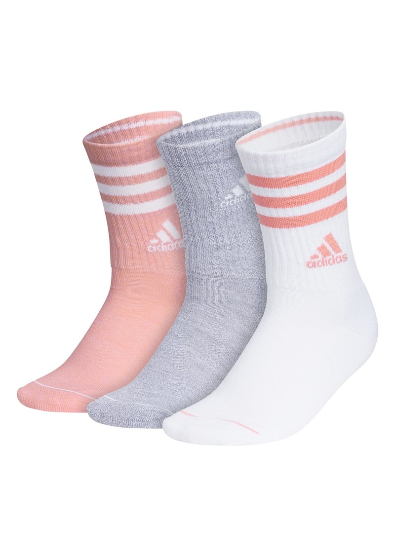 adidas 3-Stripe Crew Socks (3-Pair) with arch compression