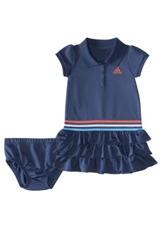 adidas Baby Girls 3-Color Stripe Ruffle Polo Dress Set - Preloved Ink