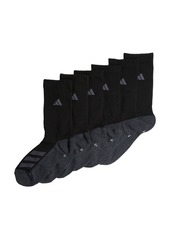 adidas Big Boys Cushioned Angle Stripe Crew Sock Pack of 6 - Black
