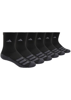 adidas Big Boys Cushioned Angle Stripe Crew Sock Pack of 6 - Black
