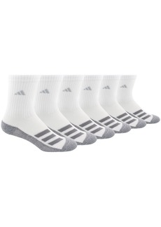 adidas Big Boys Cushioned Angle Stripe Crew Sock Pack of 6 - White