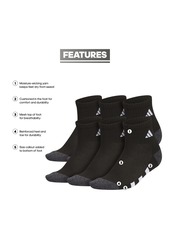 adidas Boys Youth Athletic Cushioned Quarter Socks, Pack of 6 - Black