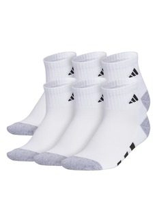 adidas Boys Youth Athletic Cushioned Quarter Socks, Pack of 6 - White