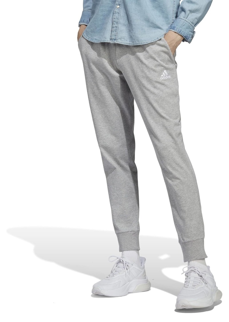 adidas Men's Essentials Single Jersey Tapered Cuffed Pants  Grey Heather